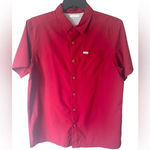 COLUMBIA MEN’S PFG SHORT SLEEVE SHIRT SIZE M COLOR RED